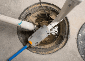 Overhead view of a sump pump